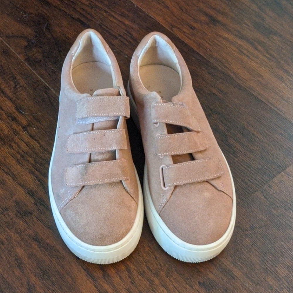 Sandro Velcro pink velvet platform sneakers - Picture 2 of 4